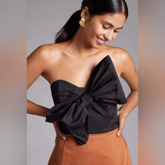 Anthropologie Hutch Black Motif Color block Bow -Tie Maxi Dress - Picture 3 of 10